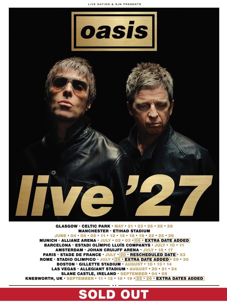 Locandina ufficiale del tour Oasis Live ’27
